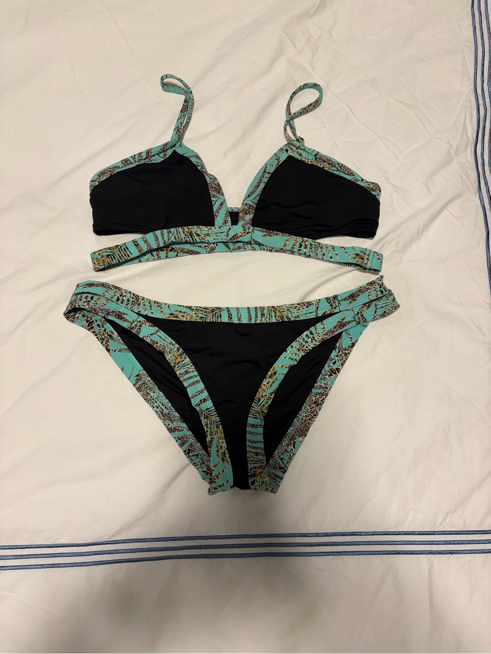 l*space Black Bikini with Turquoise Trim